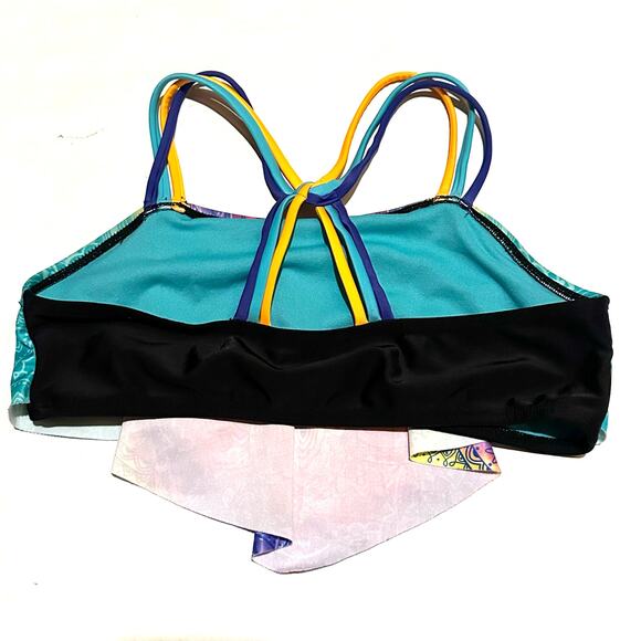 Wonder Nation Kids Rainbow Flutter Swimsuit Bikini Top Girls L 10-12 - Picture 3 of 5